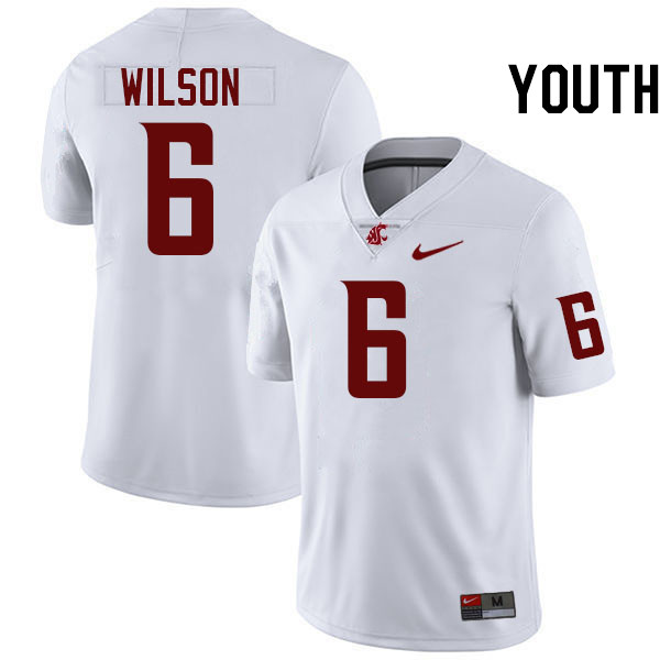 Youth #6 Adrian Wilson Washington State Cougars College Football Jerseys Stitched-White